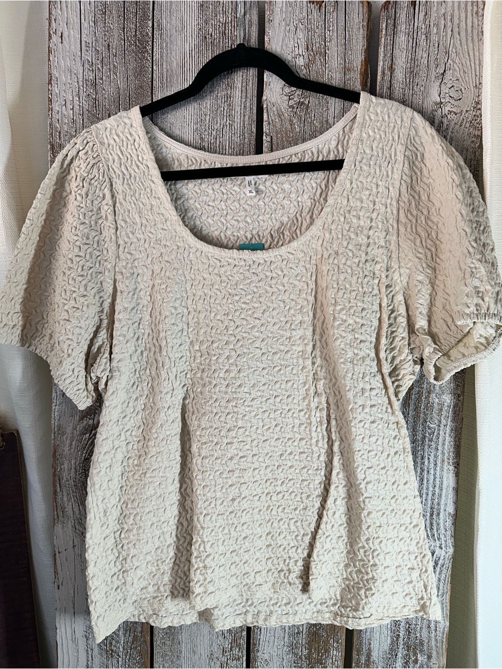Maurices Cream Textured Scoop Neck Blouse
